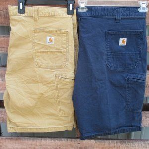 Carhartt Cargo Shorts Size 46 Relaxed Fit Navy & Beige Lot of 2 Cargo Workwear